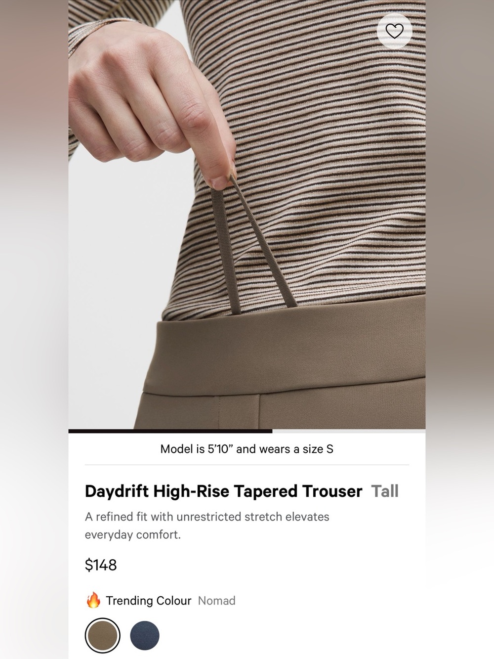 New Lululemon Daydrift High-Rise Trouser *Tall Nomad Size Small 30” Inseam NWT - Picture 5 of 16